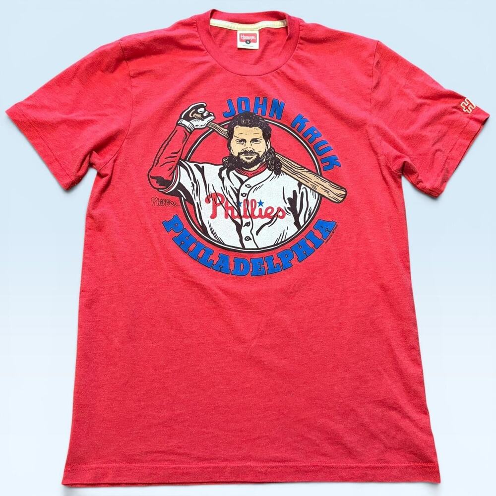 Philadelphia Phillies Shirt Mens Small Red MLB Baseball John Kruk Homage